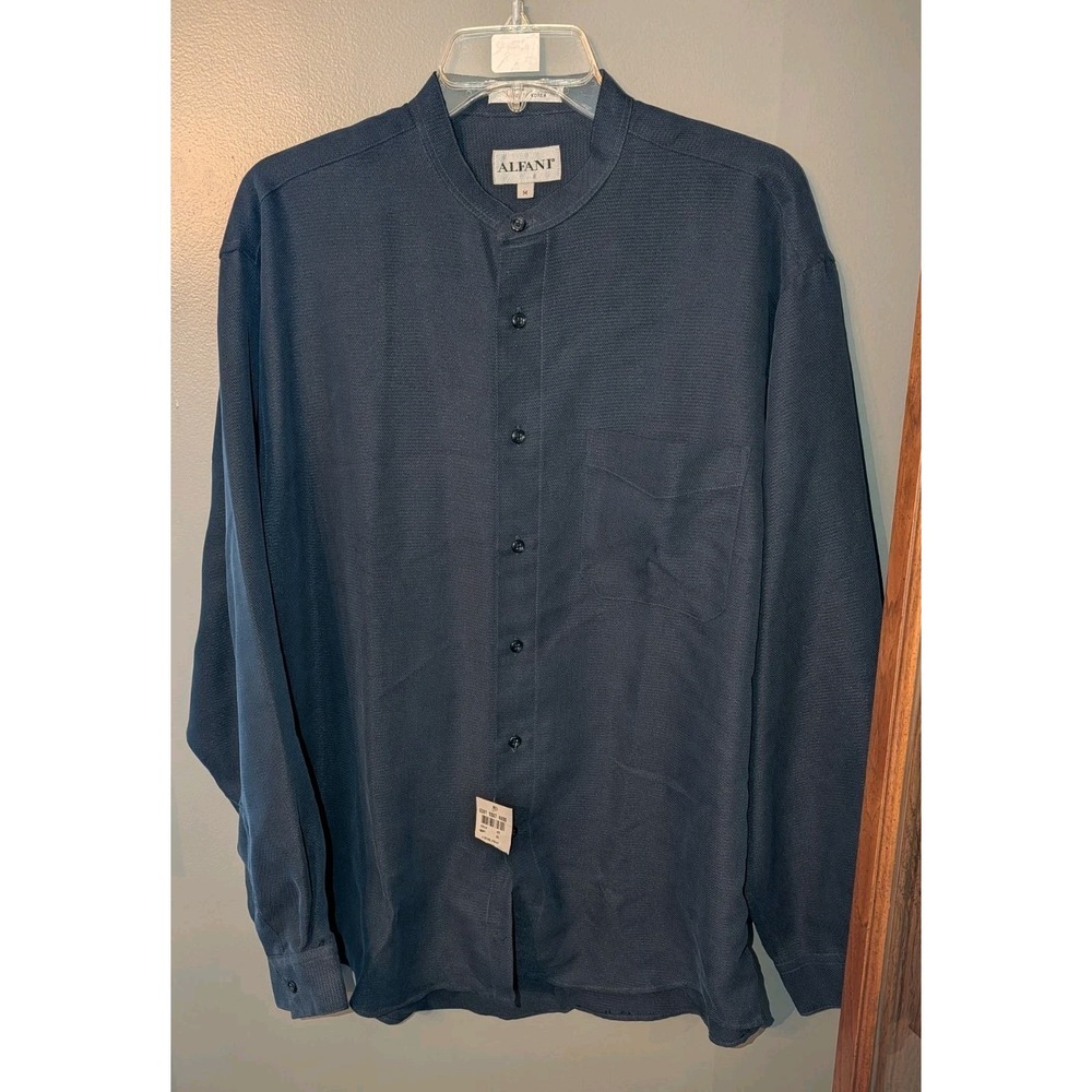 Alfani Men's Black LS Dress Shirt Button Up Collarless NWT Size Medium